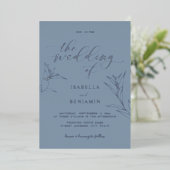 Invitation En Aluminium Simple Dusty Blue Silver Script Mariage botanique (Debout devant)
