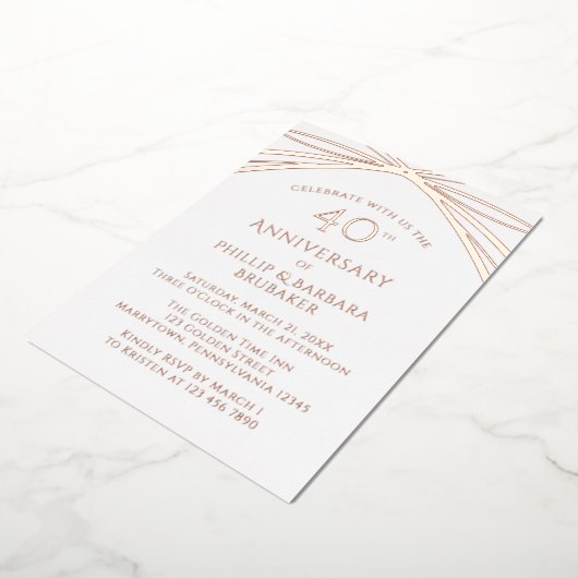 Invitation En Aluminium Simple Elegant Arch 40e Mariage Rose Anniversaire (Rotation)