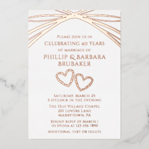 Invitation En Aluminium Simple Elegant Arch 40ème Mariage Anniversaire fêt