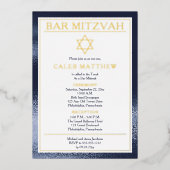 Invitation En Aluminium Simple Elegant Blue Gradient Bar Mitzvah - Or (Recto)