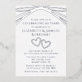 Invitation En Aluminium Simple élégant Coeur d'arc 60e anniversaire Mariag (Recto)