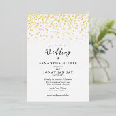 Invitation En Aluminium Simple Elegant Confetti Photo Mariage Gold (Debout devant)