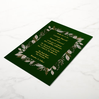 Invitation En Aluminium Simple Elegant Emerald Green et Mariage or