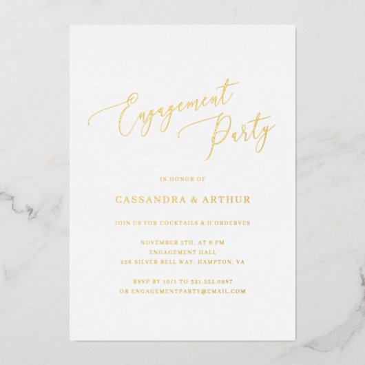 Invitation En Aluminium Simple Elegant Engagement Party (Recto)