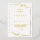 Invitation En Aluminium Simple Elegant Feuille Mariage blanc Réel (Recto)