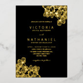 Invitation En Aluminium Simple Elégant Floral Mariage d'été Real Gold (Recto)