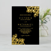 Invitation En Aluminium Simple Elégant Floral Mariage d'été Real Gold (Debout devant)