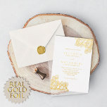 Invitation En Aluminium Simple Elegant Floral Summer Wedding Real Gold<br><div class="desc">This elegant and simple wedding invitation is perfect for the summer and spring seasons. It features hand-drawn floral botanicals in real gold foil on top of minimal white background. It's chic, modern, stylish, and classy; the perfect design to send to friends and family for your special event. ***IMPORTANT DESIGN NOTE:...</div>