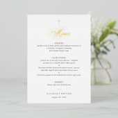 Invitation En Aluminium Simple Elegant Gold Cross Calligraphy Baptism Menu (Debout devant)