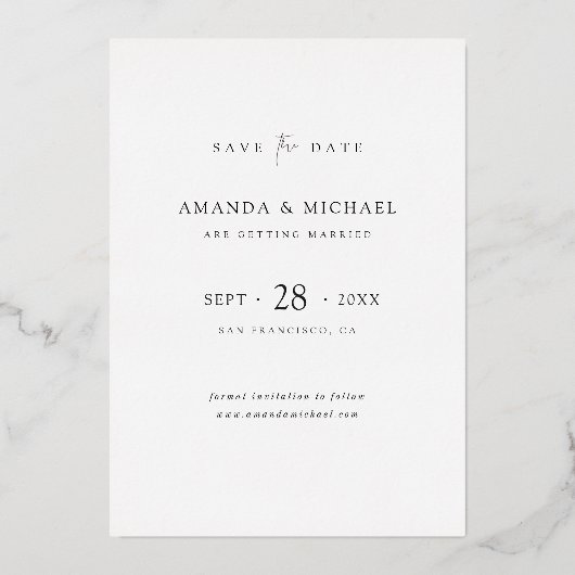 Invitation En Aluminium Simple Elegant Gold Photo Enregistrer le Mariage d (Verso)