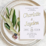 Invitation En Aluminium Simple Elegant Gold Script Modern Photo Wedding<br><div class="desc">Simple Elegant Gold Script Modern Photo Wedding Foil Objets Plein Objets your wedding Invite information in a simple yet modern and stylish gold foil script with your favorite photo on the reverse. ©Evco Studio www.zazzle.com/store/evcostudio</div>