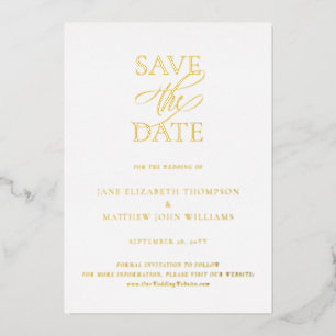 Invitation En Aluminium Simple Élégant Mariage Date à Sauvegarder Or