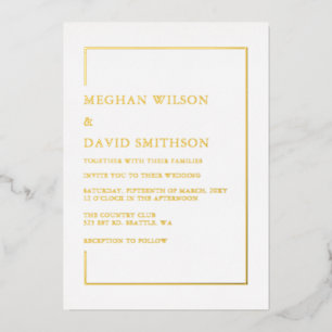 Invitation En Aluminium Simple Élégant Mariage en Or Blanc