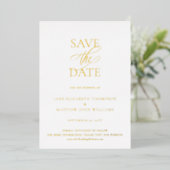 Invitation En Aluminium Simple élégant mariage Gold Enregistrer la date (Debout devant)