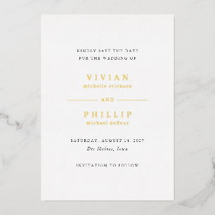 Invitation En Aluminium Simple Élégant Mariage Sauvegarder la Date