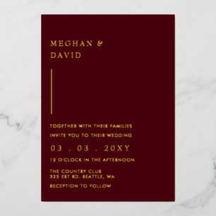 Invitation En Aluminium Simple Élégant Moderne Mariage Bordeaux