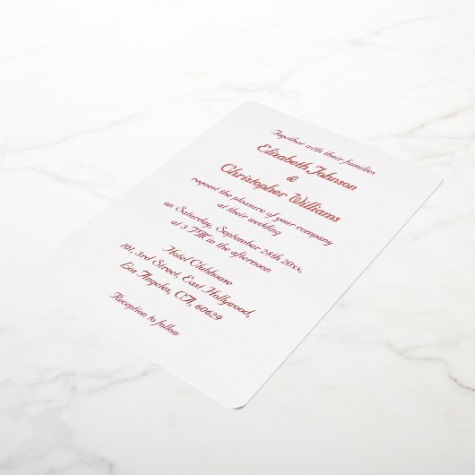 Invitation En Aluminium Simple élégant moderne mariage personnalisé Rose O (Rotation)
