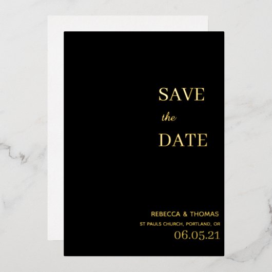 Invitation En Aluminium simple élégant non photo enregistrer la date (Recto/Verso)