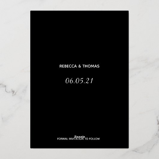 Invitation En Aluminium simple élégant non photo enregistrer la date (Verso)