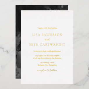 Invitation En Aluminium Simple Elegant Photo Classic Mariage Gold