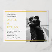 Invitation En Aluminium Simple Elegant Photo Mariage été blanc (Recto)