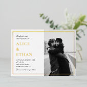 Invitation En Aluminium Simple Elegant Photo Mariage été blanc (Debout devant)