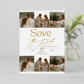 Invitation En Aluminium Simple Elegant Photo Wedding Save The Date (Debout devant)