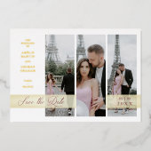 Invitation En Aluminium Simple Elegant Script 3 Photos Couple in Love (Recto)