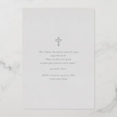 Invitation En Aluminium Simple Élégant Script Argent Soft Grey Baptême (Verso)