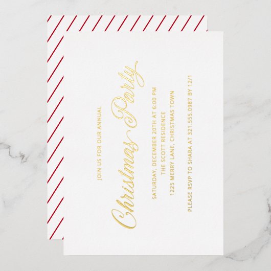 Invitation En Aluminium Simple Élégant Script Fête de Noël Moderne (Recto/Verso)