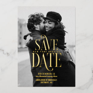 Invitation En Aluminium Simple Élégante Typographie Photo Save The Date