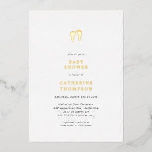 Invitation En Aluminium Simple empreintes de pied en or Baby Shower