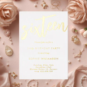 Invitation En Aluminium Simple et élégant anniversaire avec feuille d'or