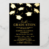 Invitation En Aluminium Simple Fête de Double Diplôme Or (Recto)