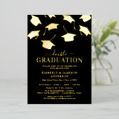 Invitation En Aluminium Simple Fête de Double Diplôme Or (Debout devant)