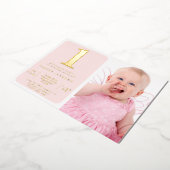 Invitation En Aluminium Simple Gold Foil & Blush 1er Anniversaire Photo (Rotation)