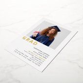 Invitation En Aluminium Simple Grad 2022 Photo Graduation White Gold Real (Rotation)