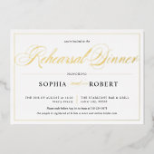 Invitation En Aluminium Simple Lines Calligraphie Élégant Dîner de répétit (Recto)