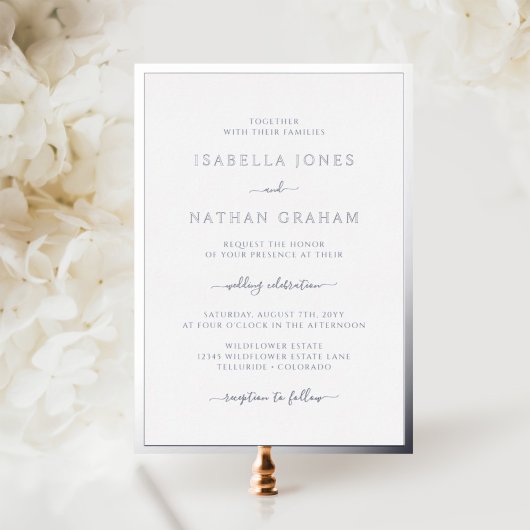Invitation En Aluminium Simple Mariage Argent
