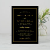 Invitation En Aluminium Simple Mariage Black Gold (Debout devant)