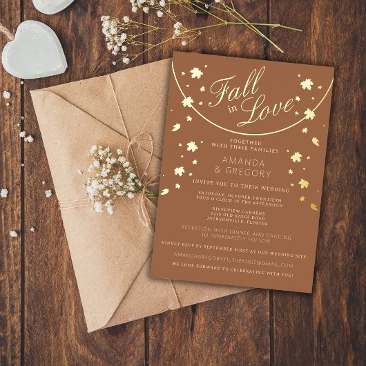 Invitation En Aluminium Simple Mariage de Feuillage d'Automne