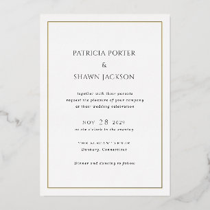 Invitation En Aluminium Simple Mariage Élégant Noir et Blanc