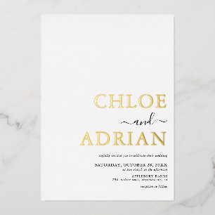 Invitation En Aluminium Simple Mariage Minimal Or