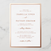 Invitation En Aluminium Simple Mariage Or Rose (Recto)