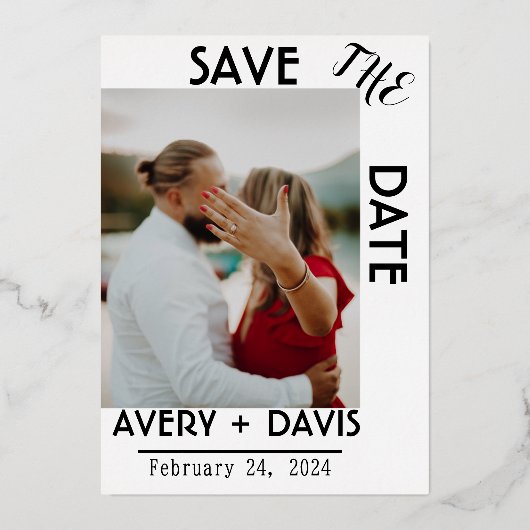 Invitation En Aluminium Simple Mariage Save the Date  (Recto)