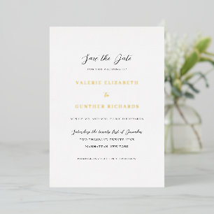 Invitation En Aluminium Simple Mariage Traditionnel Enregistrer la Date
