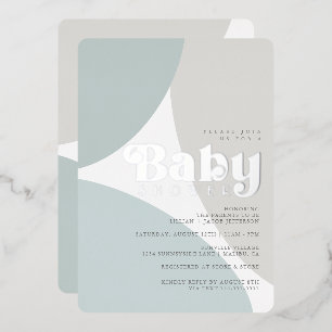 Invitation En Aluminium Simple Minimaliste Bohème Ton Bleu Baby Shower Foi