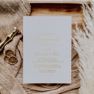 Invitation En Aluminium Simple Minimaliste Fête de Fiançailles Or