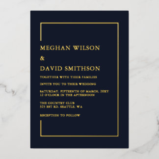 Invitation En Aluminium Simple minimaliste Marine Mariage moderne