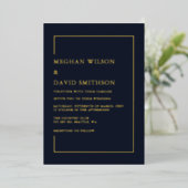 Invitation En Aluminium Simple minimaliste Marine Mariage moderne (Debout devant)